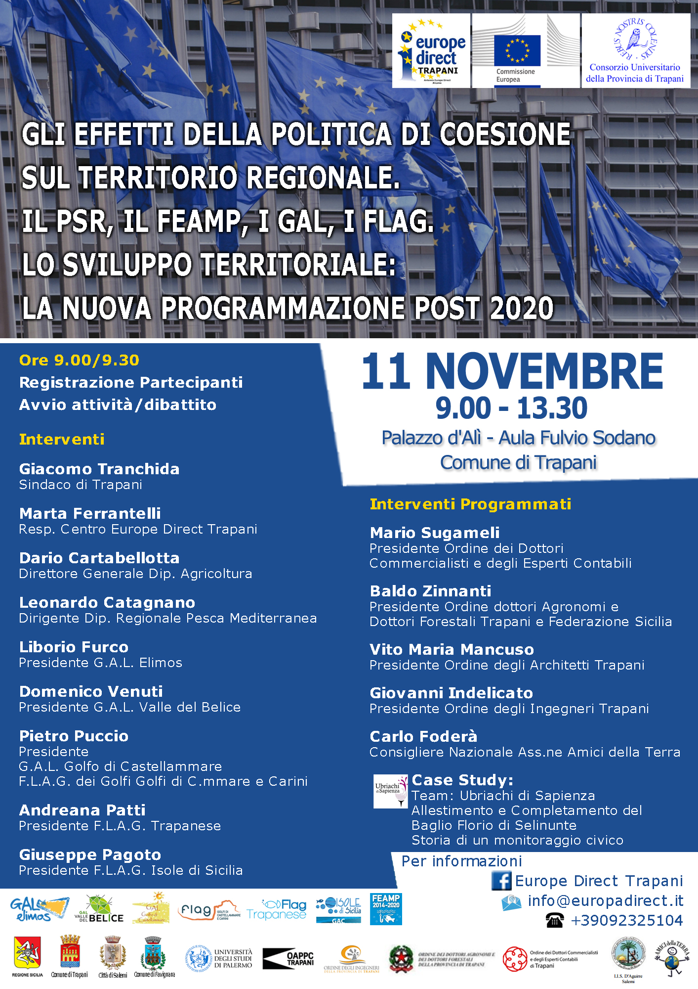 Gli effetti della politica di coesione sul territorio regionale, 11 novembre 2019 Palazzo d'Alì, Trapani